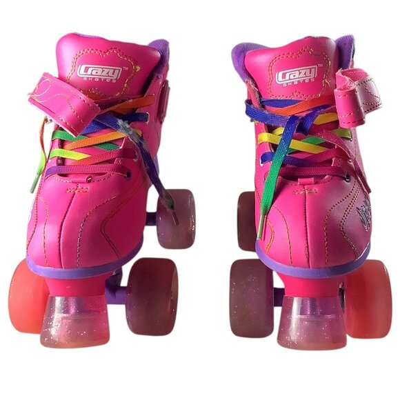Crazy Skates Dream Girls Roller Skates Led Lights Size US 2 Pink Rainbow Wheels - Picture 1 of 16